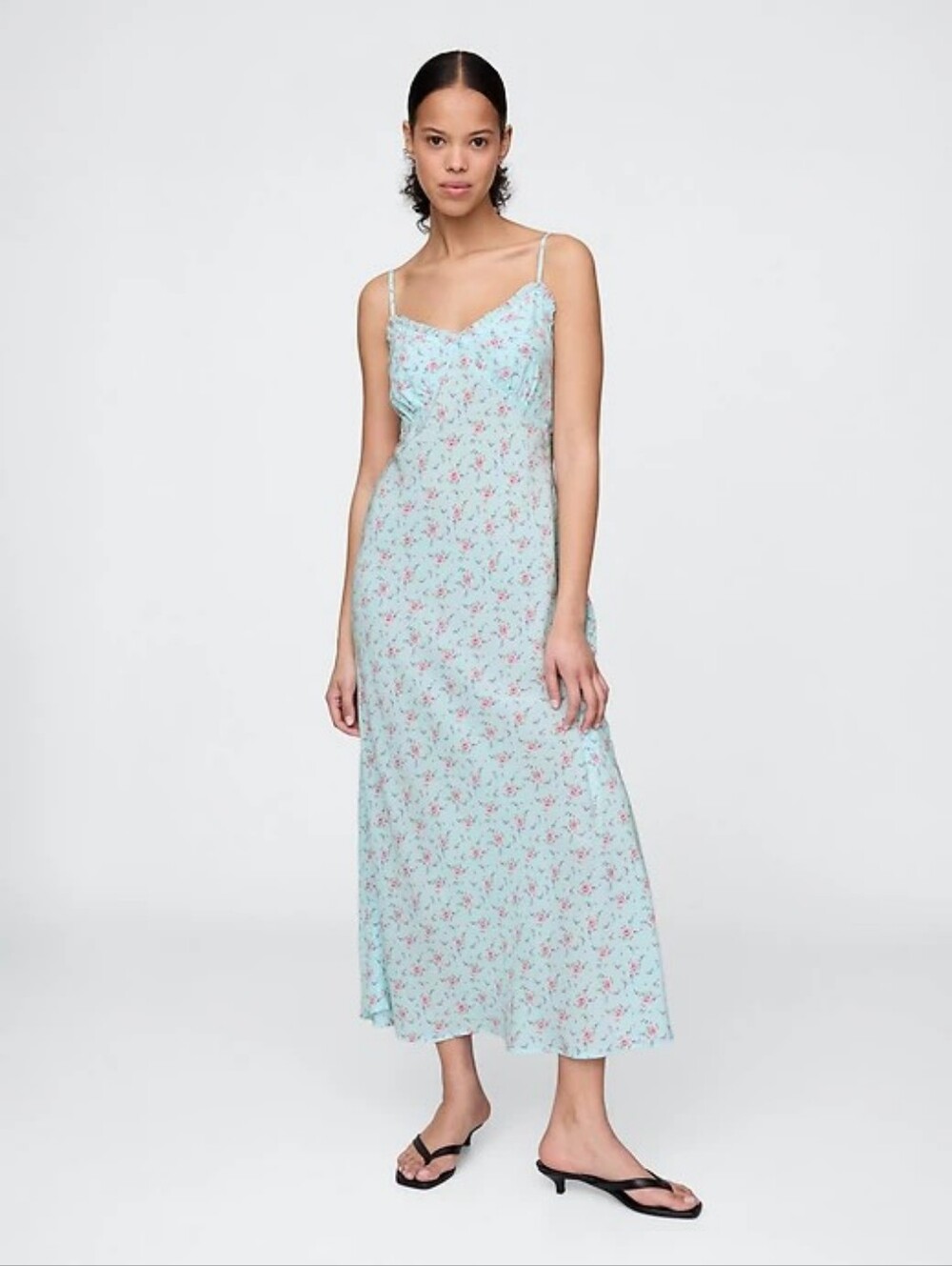 NWT - GAP Ruffle-Trim "Mint Green Floral" Maxi Slip Dress - Size XL